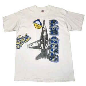 Vintage 90s Blue Angels US Navy T Shirt XL Single Stitch USA Double Sided FOTL